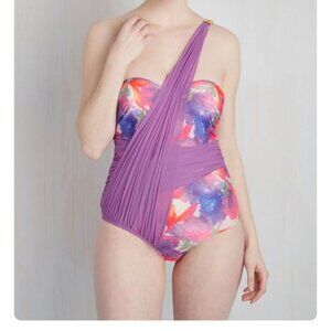 High Dive ModCloth One Shoulder 1 Piece Swimsuit Sz Medium